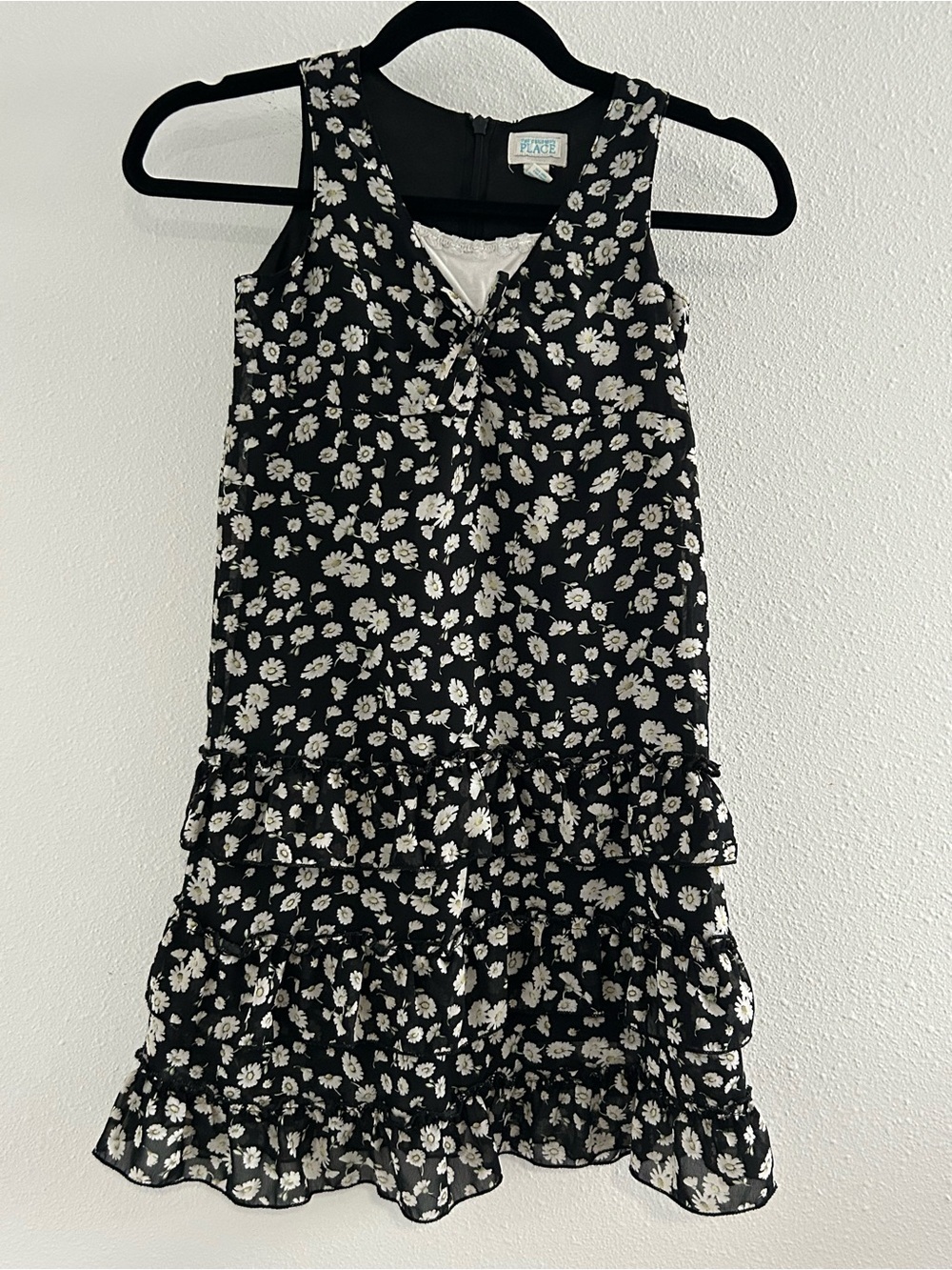 The Children's Place Black with White Daisy Tiered Dress